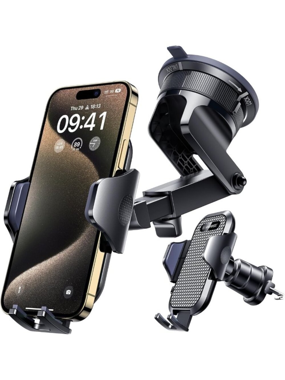 Military-Grade Car Phone Holder - Strong Suction & Clip Mount for Dashboard